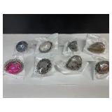 8 Oversized Metal Bezel Rings, Assorted Sizes