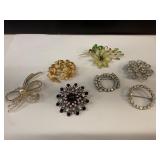 Goldtone Trifari Pin and Assorted Costume Brooches