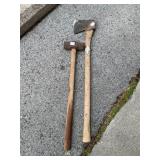 Wood-Handled Axe and Sledgehammer Set
