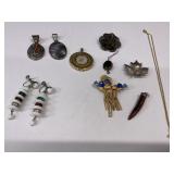 Sterling Necklace Pendants and Bulova Pendant Watc