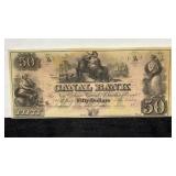 Currency UNC 1850 $50 Canal Bank Note, New