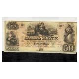 Currency UNC 1850 $50 Canal Bank Note, New
