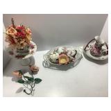 Porcelain Floral-Themed Decorative Items