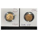 1952 Proof Red & 1934-D Tougher date Lincoln Cents