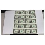 Currency (10) Consecutive #ï¿½s AU/CU 1963-A $1
