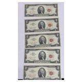 Currency (5) 1963 $2 Red Seal United States