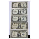 Currency (5) 1935 $1 Silver Certificate Notes