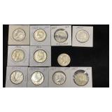 (11) Mixed Dates 40% Silver Kennedy Half Dollars
