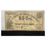 Currency UNC 1866 25 Cents State of North