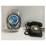 Coby Headphones and Vintage Rotary Dial Telephone