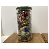 Jar of Polished Gemstones and Mineral Specimens
