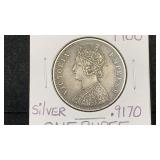 1900 British-India Silver 1 Rupee World / Foreign