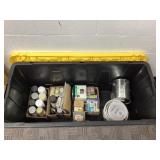 Black Storage Bin with Mixed Hardware and Paint Su