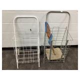Two Metal Rolling Laundry Carts