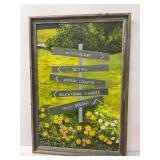 Acrylic on Canvas Painting with Wooden Frame