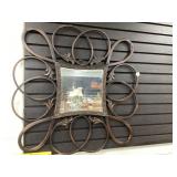 Square Beveled Mirror with Ornate Metal Frame