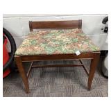 Wood Vanity Chair with Floral Upholstered Seat