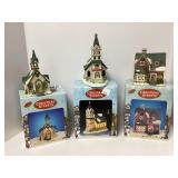 Three Christmas Streets Porcelain Buildings