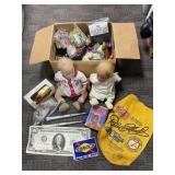 Box Lot of Dolls, Toys, and NASCAR Memorabilia