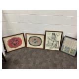 Four Framed Prints and Ephemera