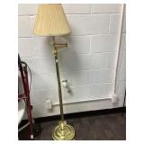 Brass Floor Lamp with Pleated Shade, 55 Inches Tal