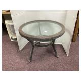 Metal-Framed Round Glass-Top Accent Table