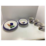Ceramic Dinnerware Set with Rooster Motif