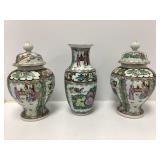 Chinese Porcelain Ginger Jars and Vase Set
