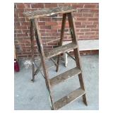 4-Step Wooden Folding Ladder with Metal Hardware