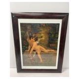 Framed E. Munier Print, 1892, 23x28 Inches