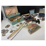 Jewelry Box with Assorted Jewelry and Components
