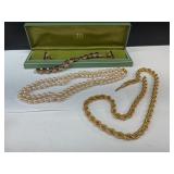 Jewelry Lot: Pearl Necklaces, Gold-Tone Chain, Bra