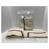 Woven Linens with Red Geometric Trim