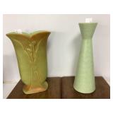 Matte Green Pottery Vases