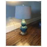 Turquoise Lamp with Custom Fabric Shade