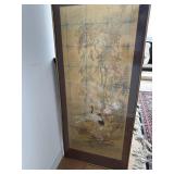 Framed Asian Hand Painted & Embroidered Silk Panel
