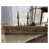 Large Brass Fire Fender, Fireplace Tools, more