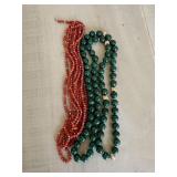 Malachite Necklace with Gold Filled Beads; more