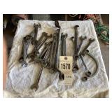 Box of various size combination end wrenches