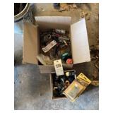 Electric plugs & a box of miscellaneous items