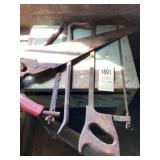 Meat saw, crowbar, camp saw, & wood saw