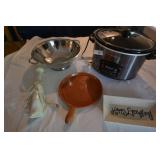Crock pot, strainer, blender & terracotta skillet