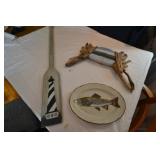 Paddle Fish plate, wooden crab