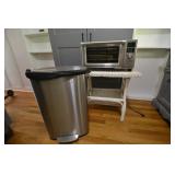 Wicker table worn, garbage can, NuWave Oven