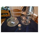 Glass cake container, 3 tier serving tray