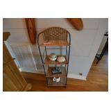 Wicker 4 tier shelf with items