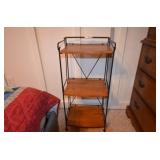 3 teir wood and metal shelf