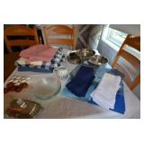 Table clothes, placemats, Pie pans, Butter dish,