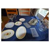 Glass pitcher, plates, bowls, serving dishes