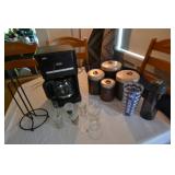 Braun coffee maker, canister set, shot glasses